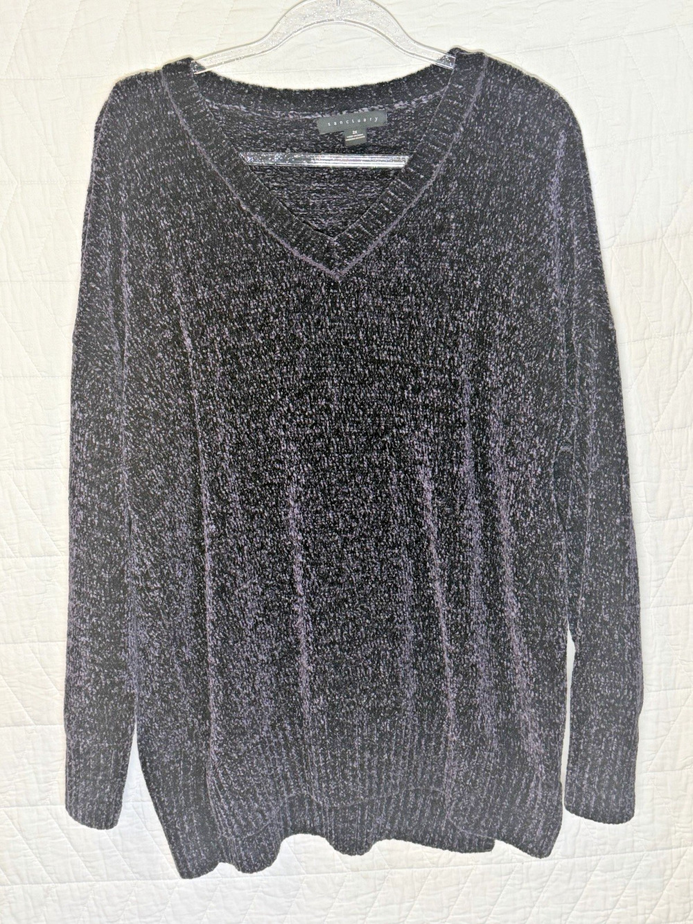 Sanctuary sweater purple Size 2X Velour Long Sleeve Round Neck Pullover women